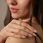 Baguette-Pear Cut Toi et Moi Dome Ring  Silver 18K Gold Plated