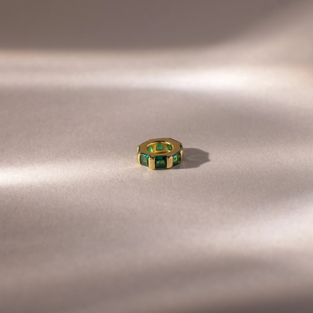 Infinity Princess Emerald Charm Silver 18K Gold Plated