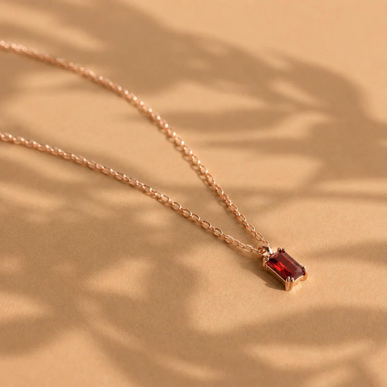 Emerald Cut Birthstone Necklace