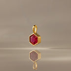 Hexagon Ruby Charm  Silver 18K Gold Plated