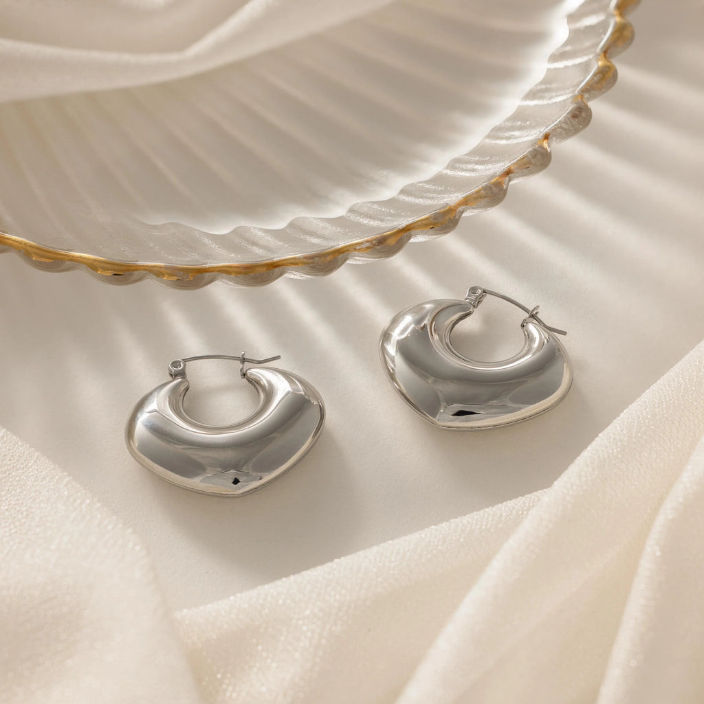 Chunky Geo Hoops Silver 18K Gold Plated