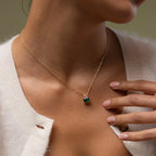 Emerald Pink Tourmaline Necklace Silver 18K Gold Plated