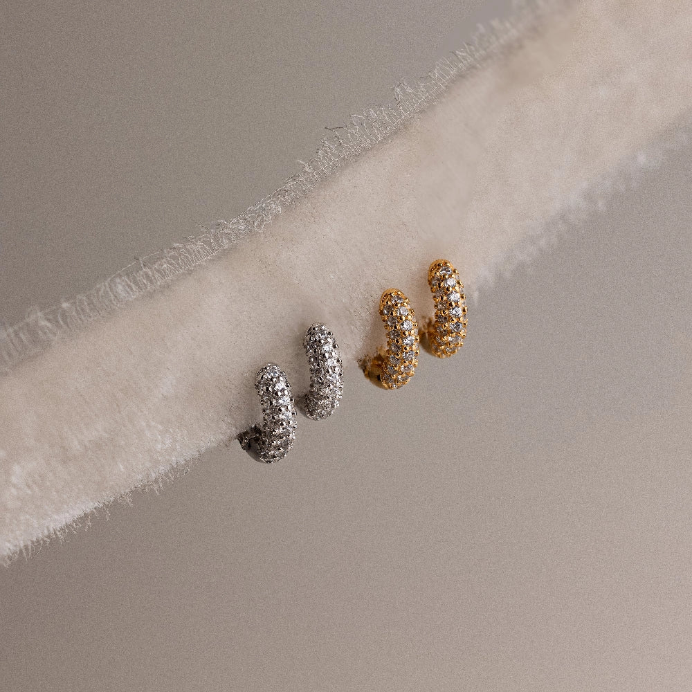 Diamond Kira Pave Huggies Silver 18K Gold Plated