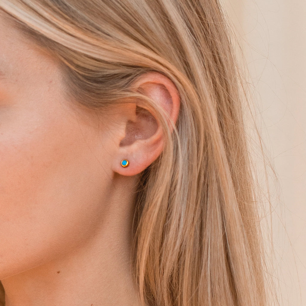 Ariel Turquoise Studs Silver 18K Gold Plated