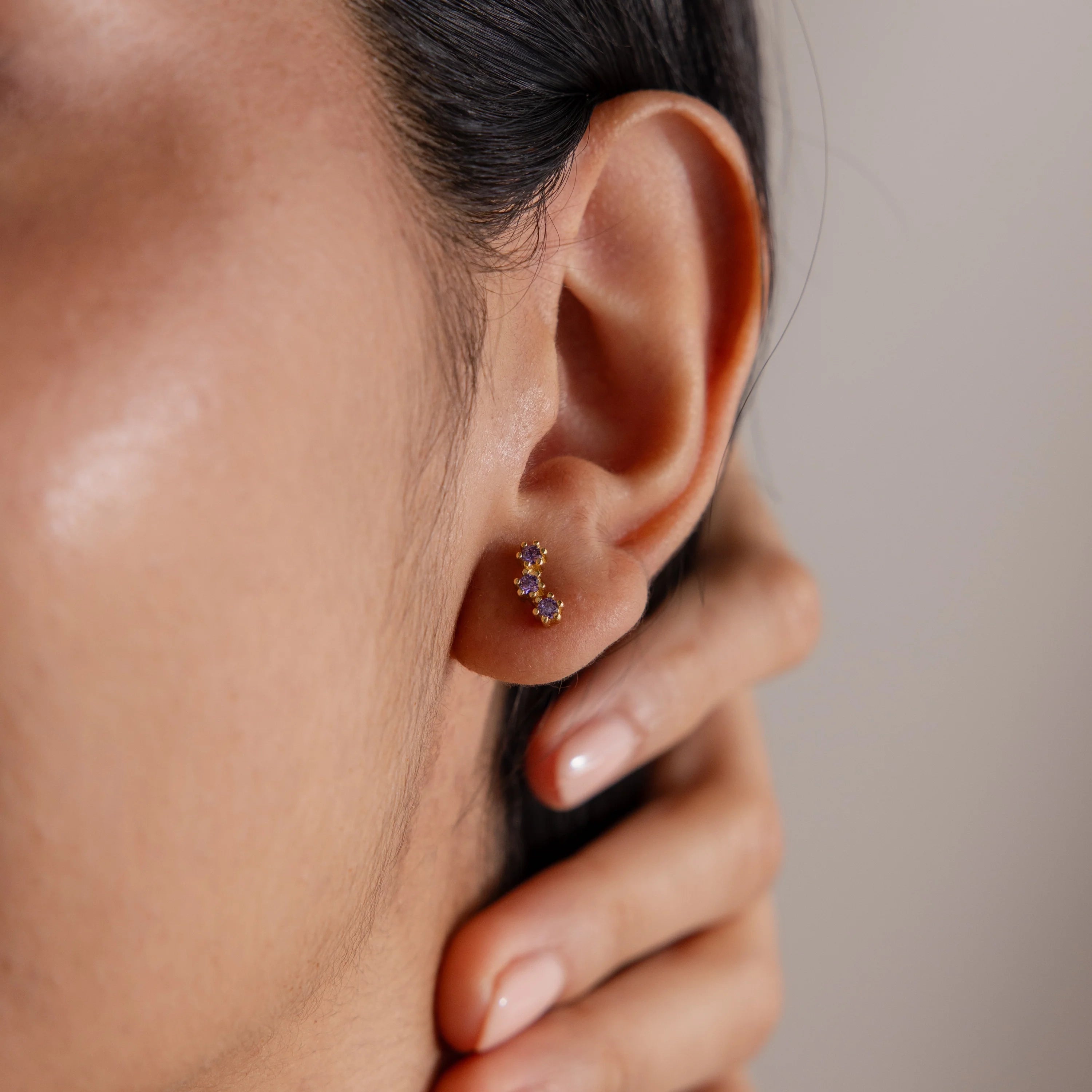 Sapphire Cluster Flat Back Studs Silver 18K Gold Plated