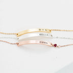 Thin Name Bar Bracelet Silver 18K Gold Plated