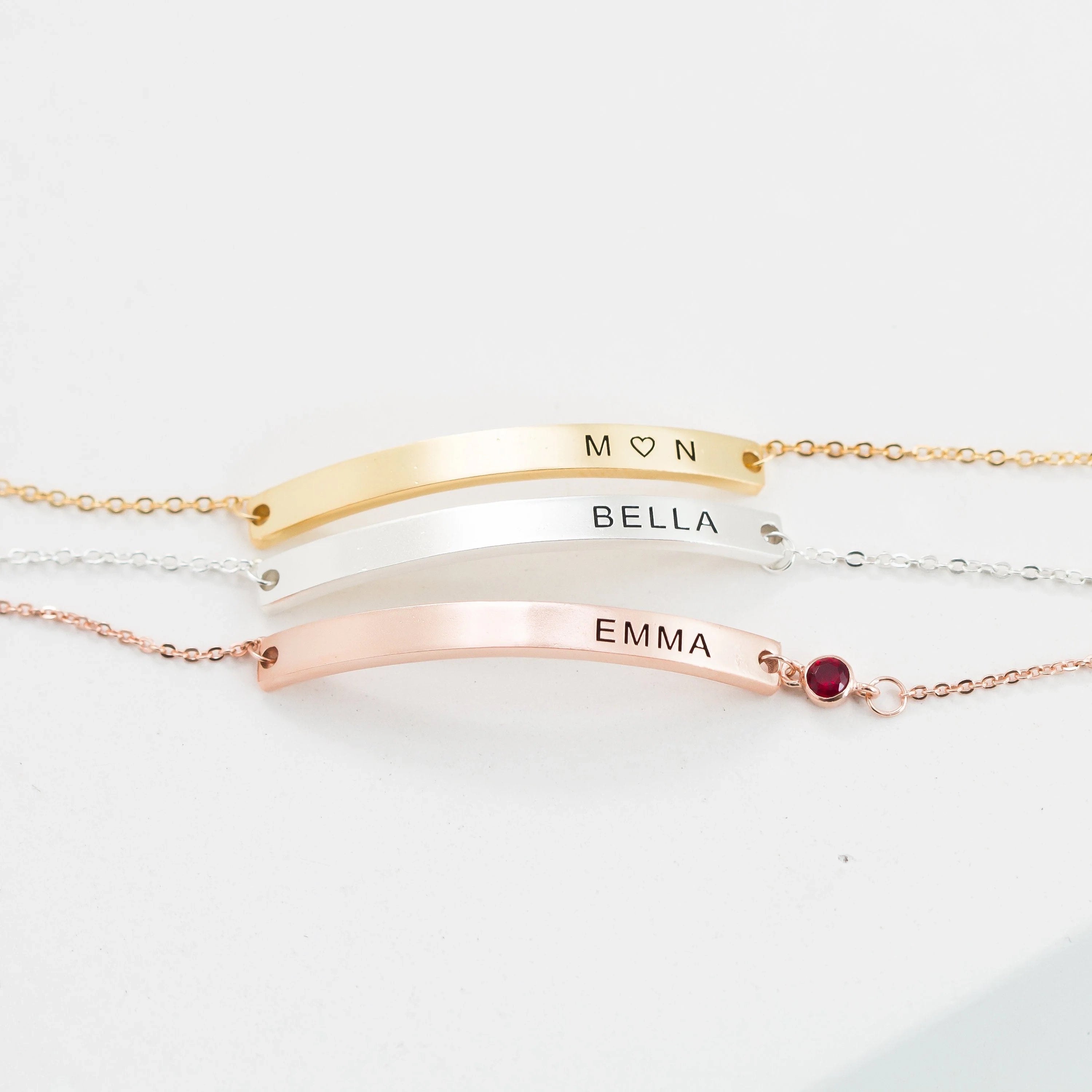 Thin Name Bar Bracelet Silver 18K Gold Plated