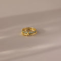 Duo Birthstone Eternity Band Linked Ring Set Silver 18K Gold Plated