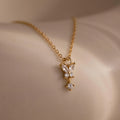 Diamond Butterfly Drop Necklace Silver 18K Gold Plated