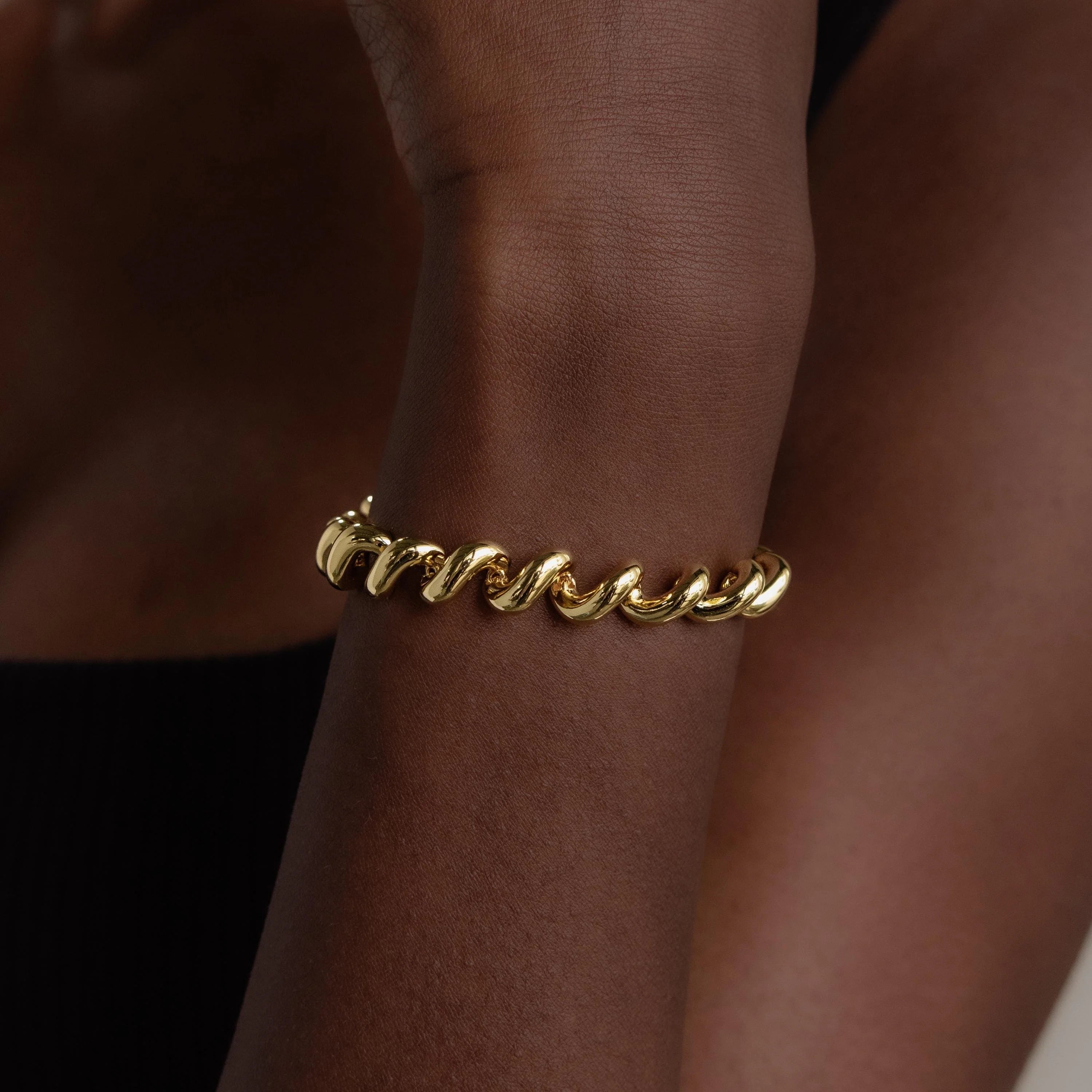 Twisted Chain Bracelet Silver 18K Gold Plated
