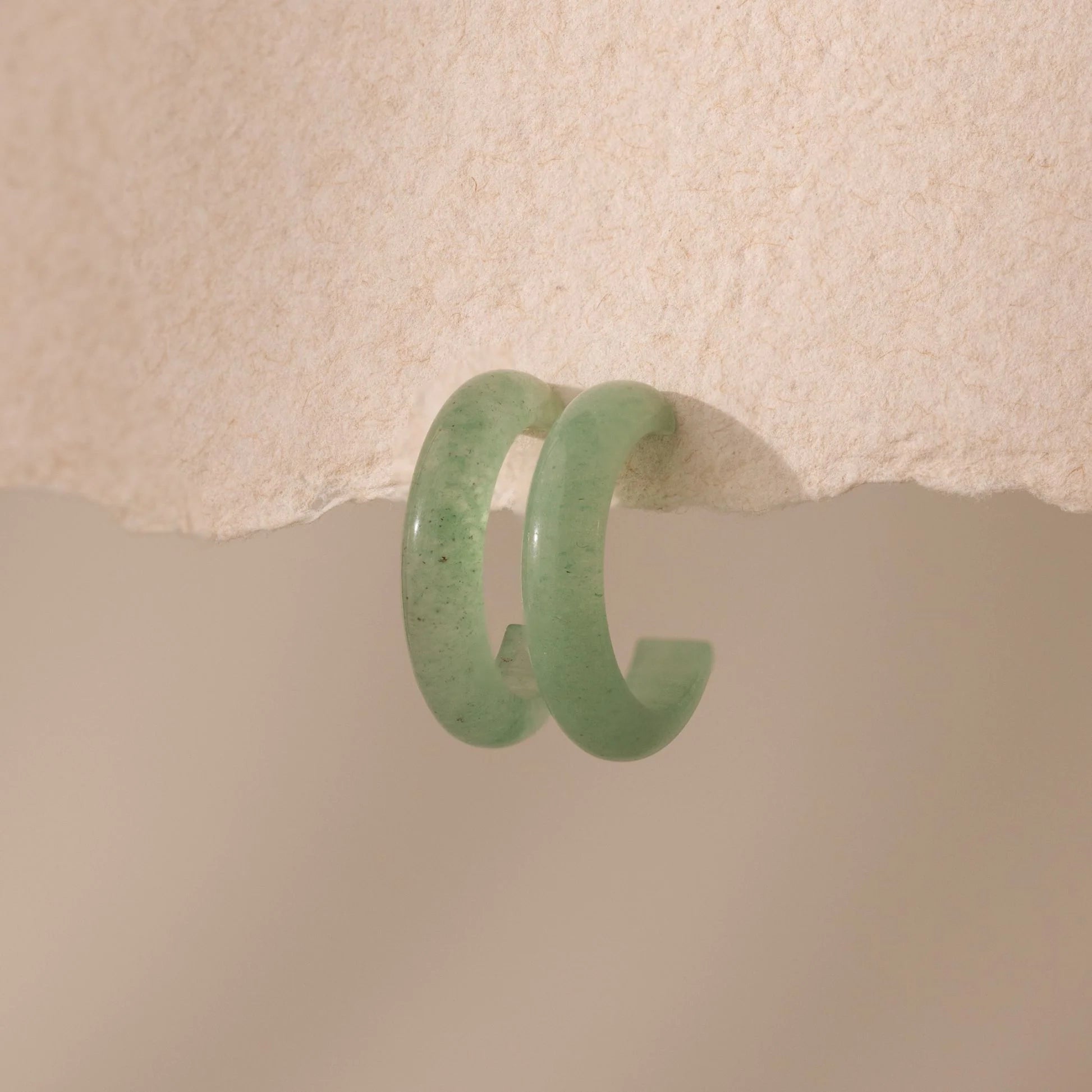 Jade Hoop Earrings Silver 18K Gold Plated