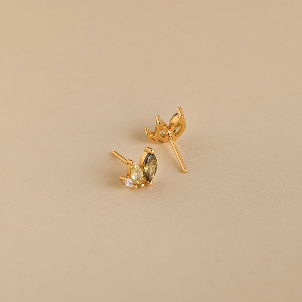 Seagrass Peridot Marquise Studs Silver 18K Gold Plated