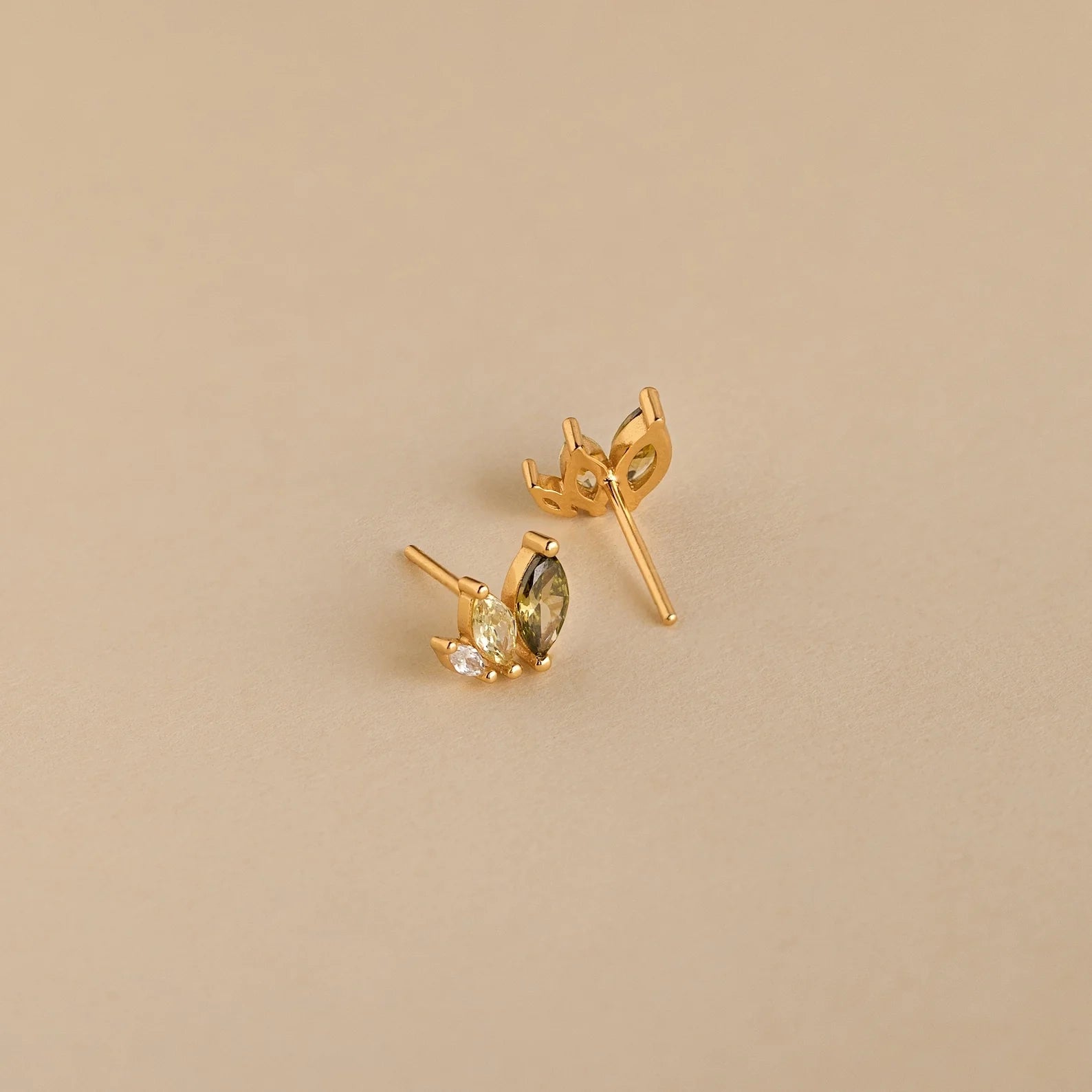 Seagrass Peridot Marquise Studs Silver 18K Gold Plated