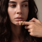 Oval Moonstone Ring Silver 18K Gold Plated