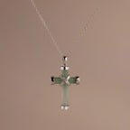 Jade Cross Necklace Silver 18K Gold Plated