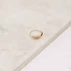 Pave Signet Ring Silver 18K Gold Plated