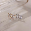 Emerald Cut Diamond Studs Silver 18K Gold Plated