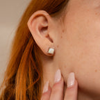 Princess Cut Opal Studs Silver 18K Gold Plated