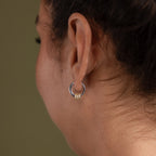 Mixed Metal Pave Hoops in Silver  Silver 18K Gold Plated