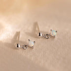 Dainty Opal Drop Studs Silver 18K Gold Plated