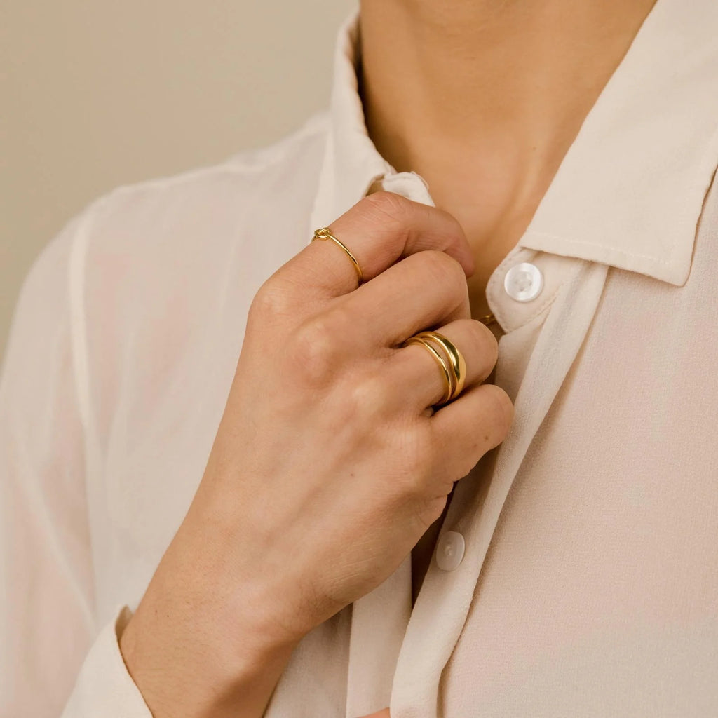 Duo Form Ring Set Silver 18K Gold Plated