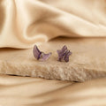 Amethyst Moon & Star Studs Silver 18K Gold Plated