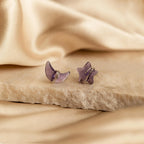 Amethyst Moon & Star Studs Silver 18K Gold Plated