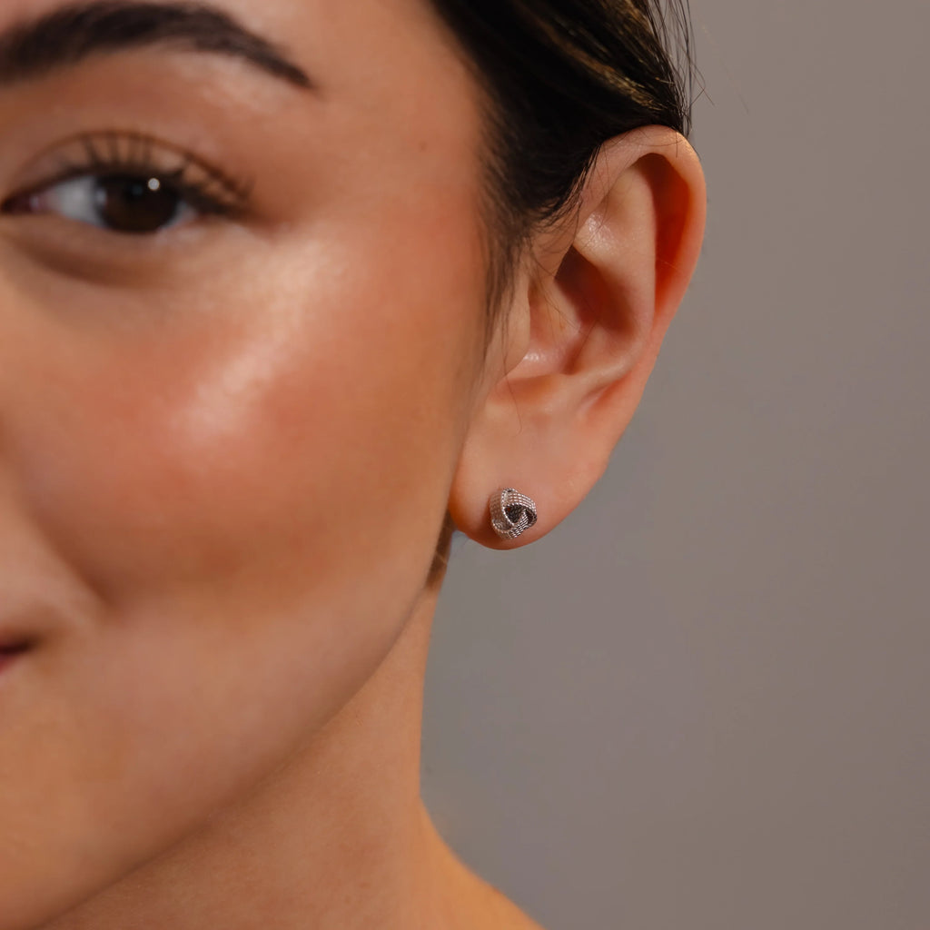 Rope Knot Studs Silver 18K Gold Plated