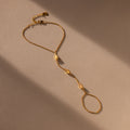 Moonstone Hand Ring Chain Bracelet Silver 18K Gold Plated