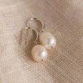 Dangling Pearl Drop Earrings Silver 18K Gold Plated
