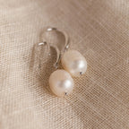 Dangling Pearl Drop Earrings Silver 18K Gold Plated