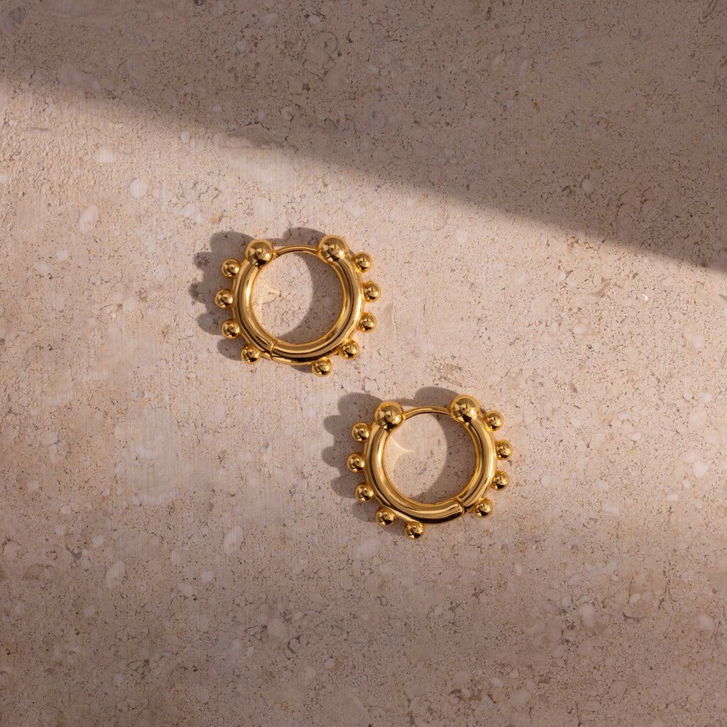 Beaded Hoops Silver 18K Gold Plated