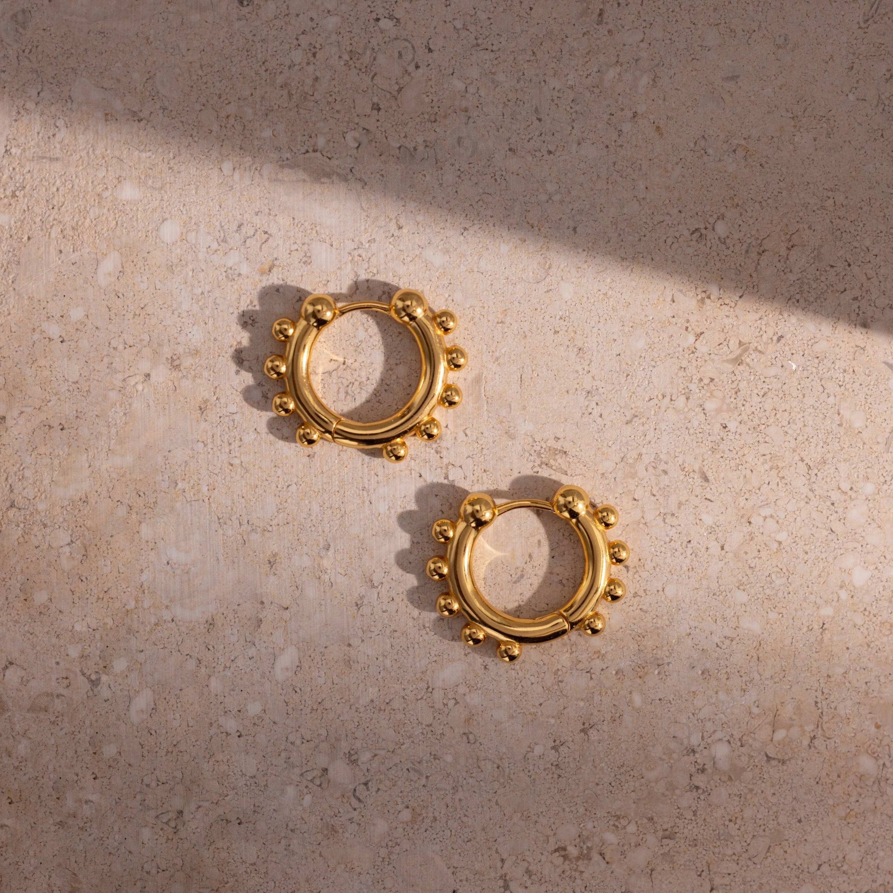 Beaded Hoops Silver 18K Gold Plated