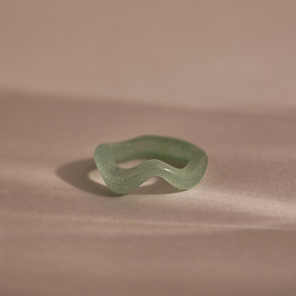 Jade Wave Ring Silver 18K Gold Plated