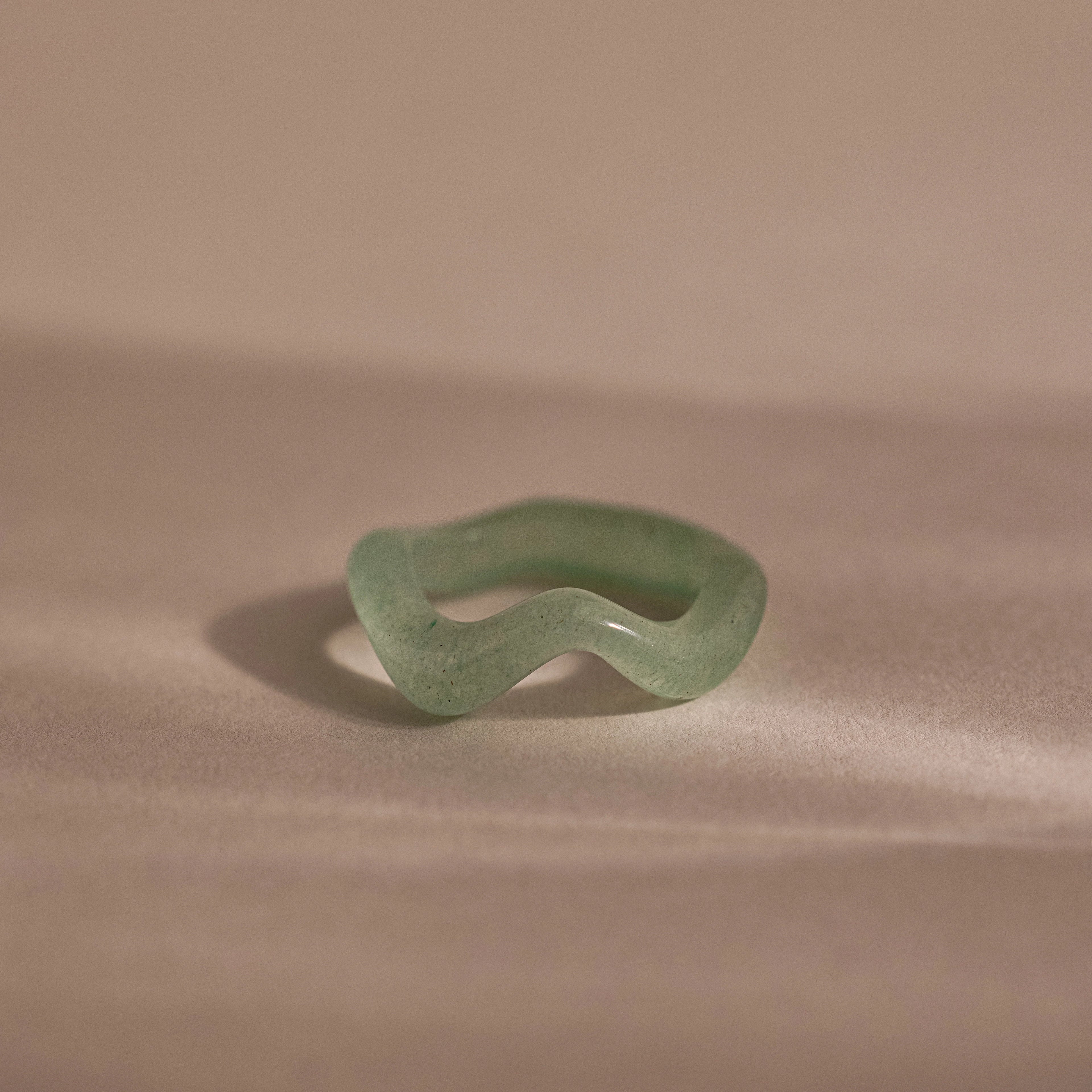 Jade Wave Ring Silver 18K Gold Plated