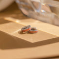 Pink Opal Inlay Huggies Silver 18K Gold Plated