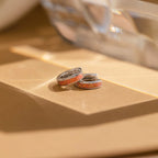 Pink Opal Inlay Huggies Silver 18K Gold Plated
