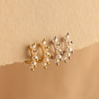 Beaded Pearl Huggies Silver 18K Gold Plated