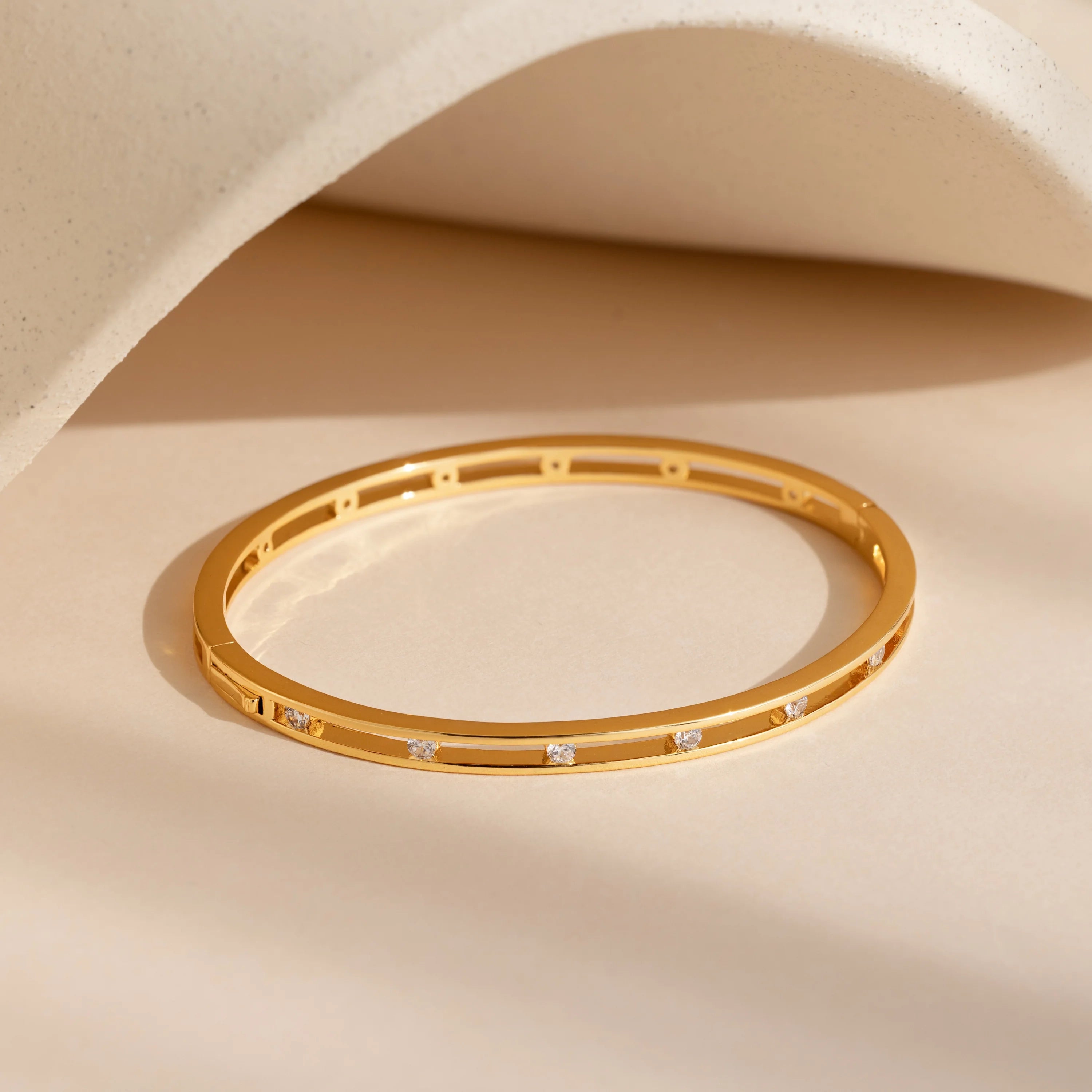 Lace Diamond Bangle Silver 18K Gold Plated