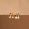 Pearl Drop Huggies Silver 18K Gold Plated