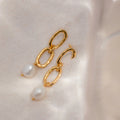 Splash of Elegance Pearl Drop Chain Link Earrings