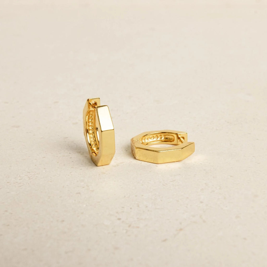Audrey Hexagon Huggie Earrings