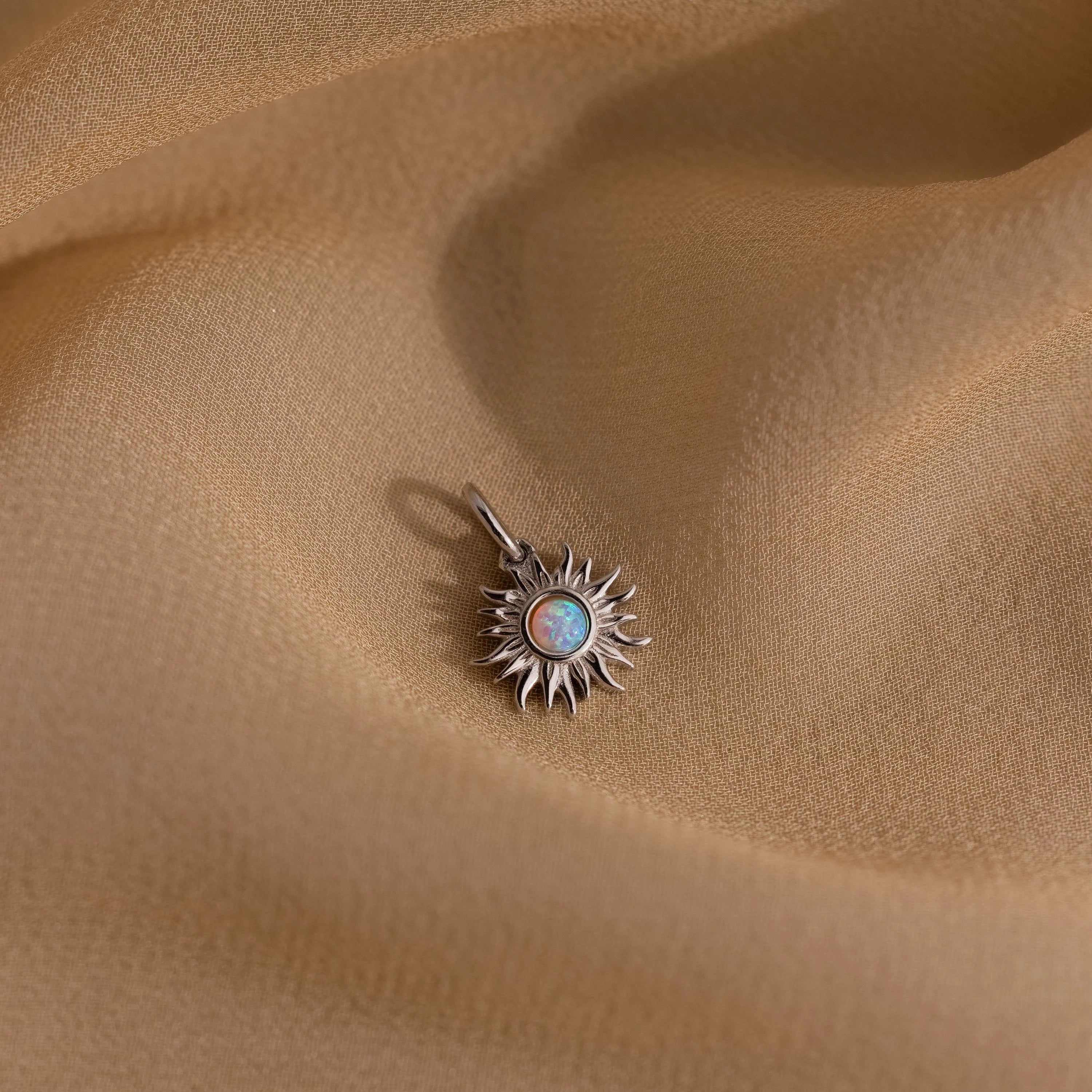 Opal Sun Charm Silver 18K Gold Plated