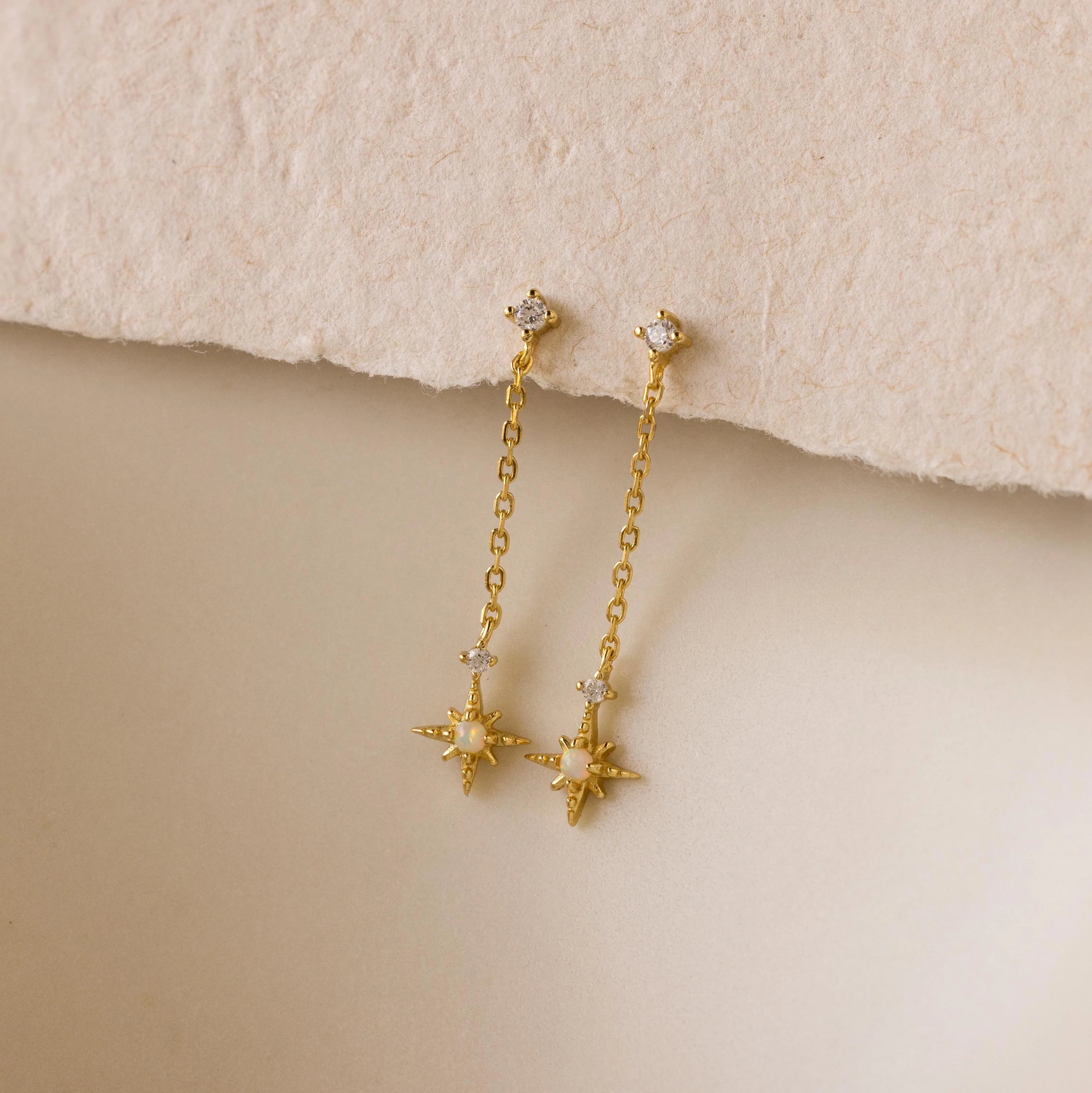 Starburst Drop Studs Silver 18K Gold Plated