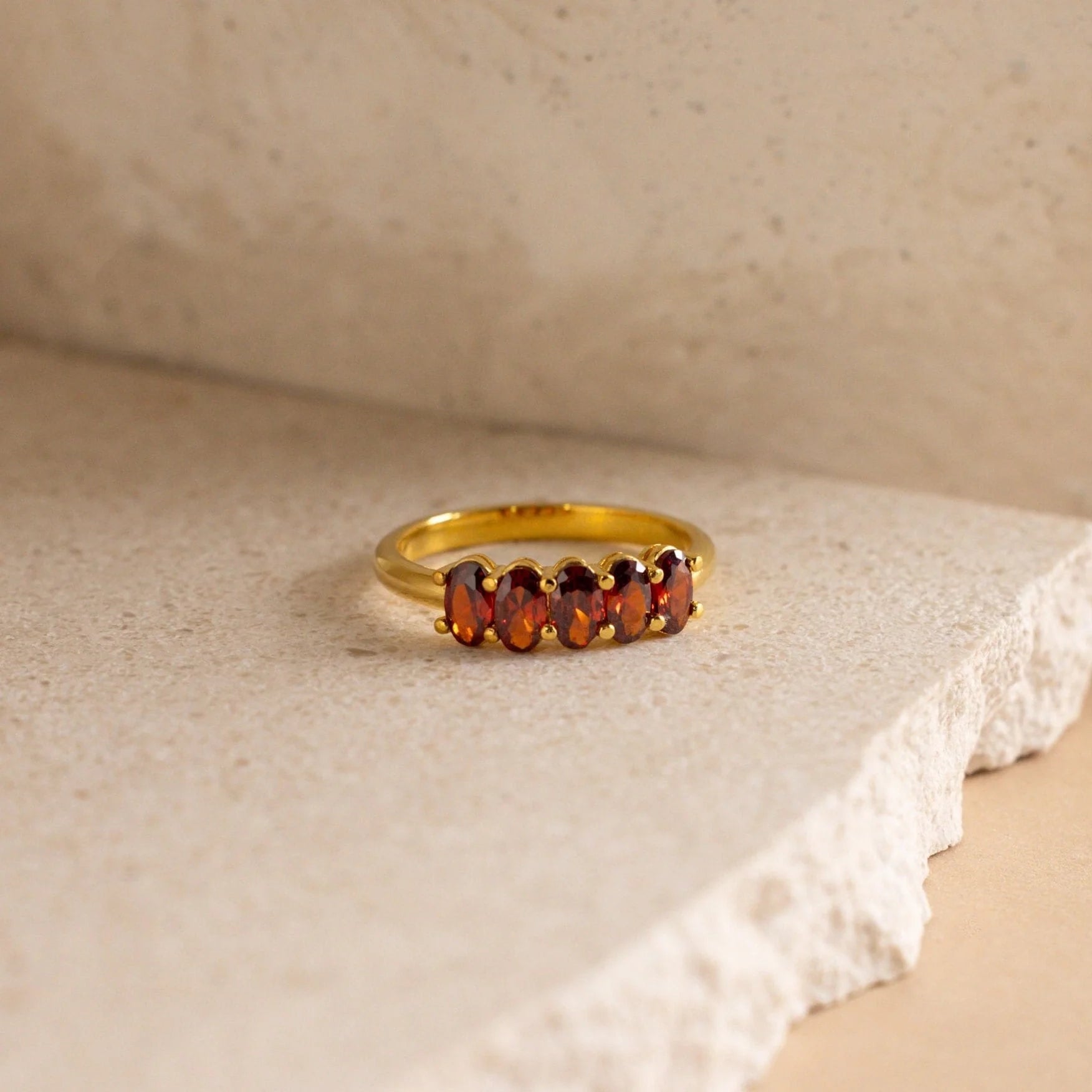 Oval Birthstone Ring Silver 18K Gold Plated