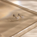 Diamond Art Deco Flatback Studs Silver 18K Gold Plated