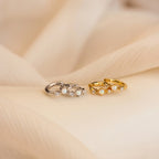 Dainty Opal Diamond Huggies Silver 18K Gold Plated