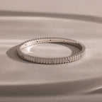 Ribbed Diamond Bangle Silver 18K Gold Plated