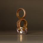 Diamond Mixed Metal Link Ring Silver 18K Gold Plated