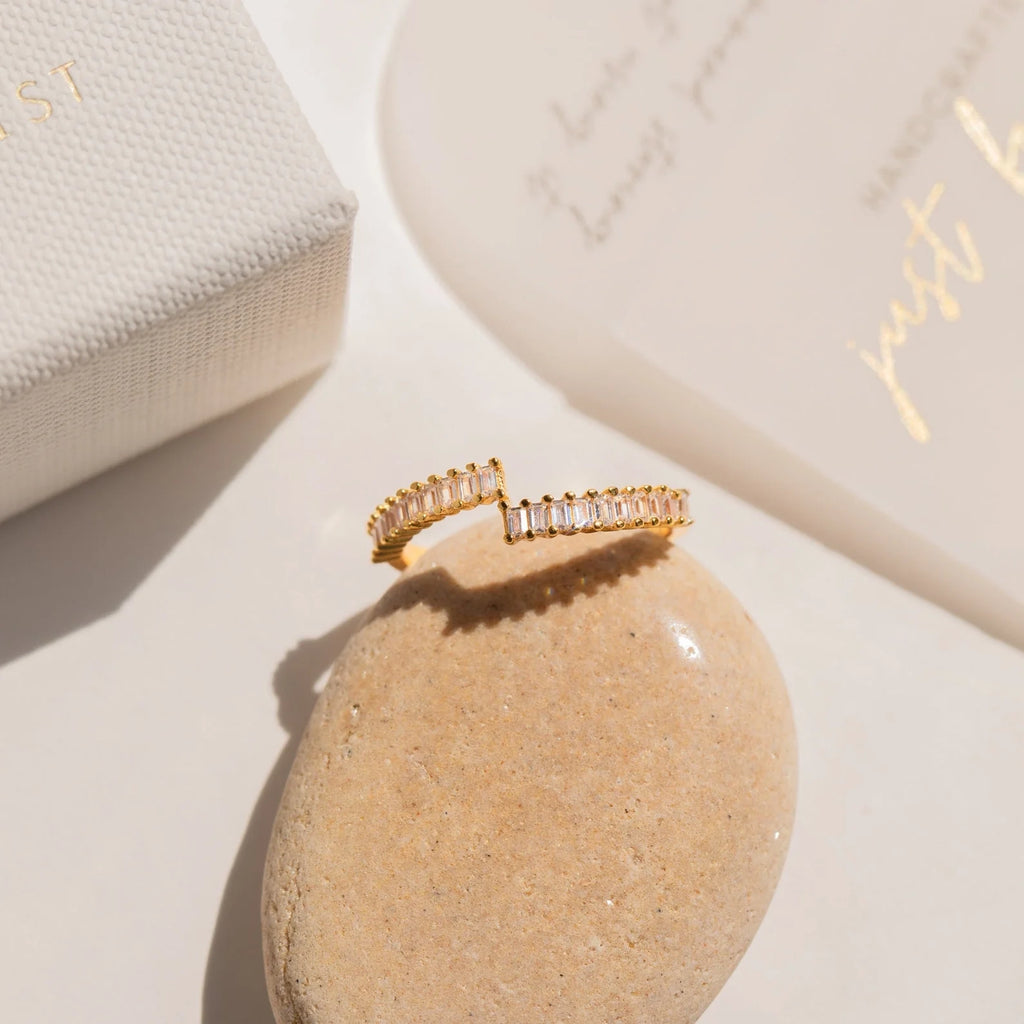 Diamonds Elora Baguette Wrap Ring Silver 18K Gold Plated
